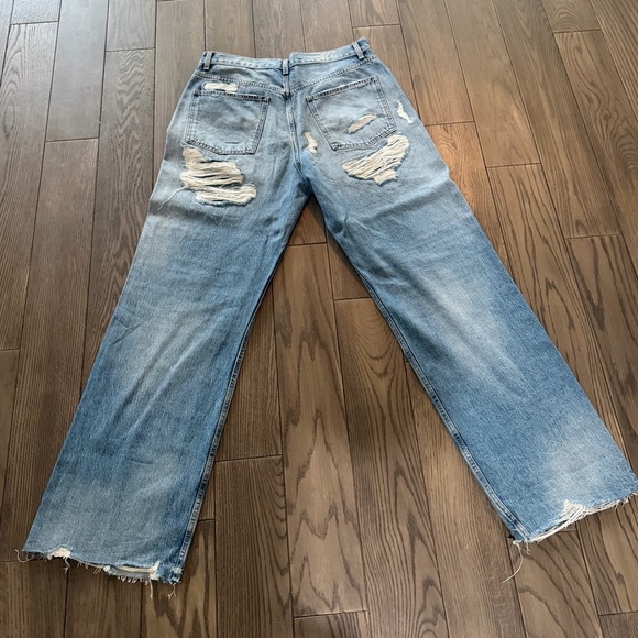 Zara Distressed Wide Leg Women's Jeans - Picture 2 of 6